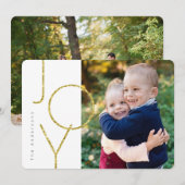 Glitter JOY Photo Holiday Card Feestdagenkaart (Voorkant / Achterkant)
