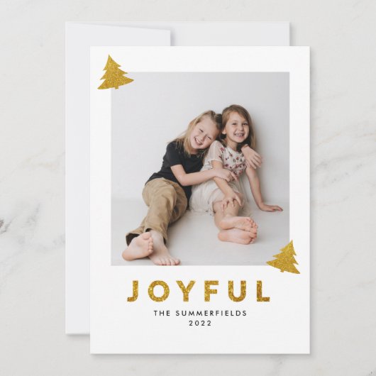 Glitter Joyful Foto met kerstfeestdag Kaart (Voorkant)
