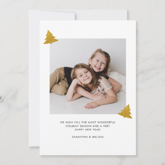 Glitter Joyful Foto met kerstfeestdag Kaart (Achterkant)