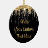 Glitter Jubileum met zwarte en gouden riem Keramisch Ornament (Rechts)