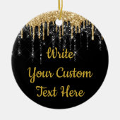 Glitter Jubileum met zwarte en gouden riem Keramisch Ornament (Voorkant)