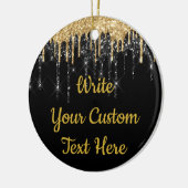 Glitter Jubileum met zwarte en gouden riem Keramisch Ornament (Links)