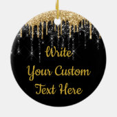 Glitter Jubileum met zwarte en gouden riem Keramisch Ornament (Achterkant)