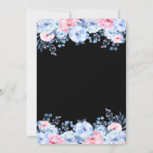 Glitter jurk blauw roze bloemen kaart (Achterkant)