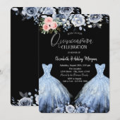 Glitter Jurk Blauw Roze Rozen Kaart (Voorkant / Achterkant)