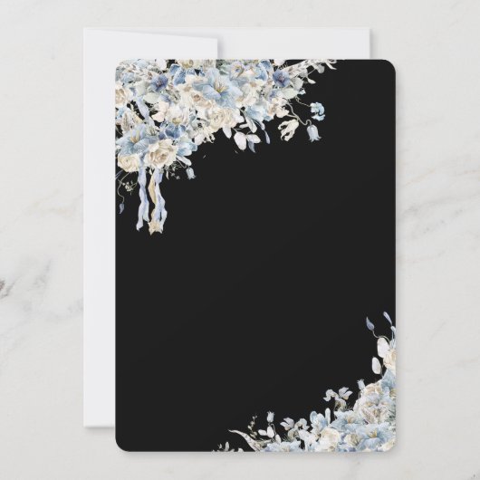 Glitter Jurk Blauwe Boho Bloemen Kaart (Achterkant)