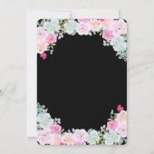 Glitter jurk chique blauw roze bloemen kaart (Achterkant)