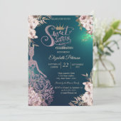 Glitter Jurk, Diamanten Bloemen Groen Zoet 16 Kaart (Staand voorkant)