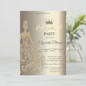 Glitter Jurk, Diamanten Champagne Retirement Party Kaart (Staand voorkant)