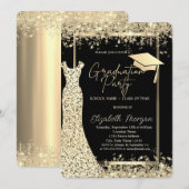 Glitter Jurk Goud Confetti Afstuderen Kaart (Voorkant / Achterkant)