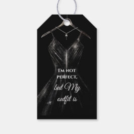 Glitter jurk gouden folie zwarte achtergrond cadeaulabel