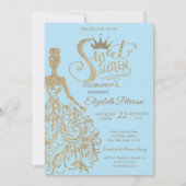 Glitter jurk, tiara, diamanten lichtblauw zoet 16 kaart