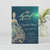 Glitter Jurk, Tiara, Diamonds Groen Vrijgezellenfe Kaart (Staand voorkant)