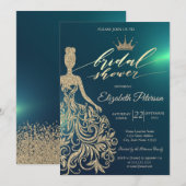 Glitter Jurk, Tiara, Diamonds Groen Vrijgezellenfe Kaart (Voorkant / Achterkant)