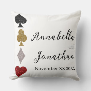 Glitter Kaart Spel Las Vegas Casino Bruiloft Kussen