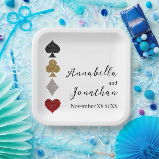 Glitter Kaart Spel Las Vegas Casino Bruiloft Papieren Bordje (Feest)