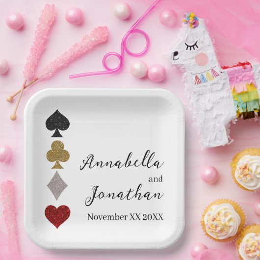 Glitter Kaart Spel Las Vegas Casino Bruiloft Papieren Bordje (Feest)