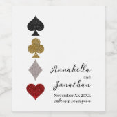 Glitter Kaart Spel Las Vegas Casino Bruiloft Wijn Etiket (Enkel label)