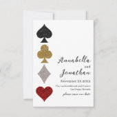 Glitter kaartspel Las Vegas Casino Bruiloft Save The Date (Voorkant)