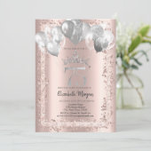 Glitter Kader,Zilveren Kroon,Ballonnen 75ste  Kaart (Staand voorkant)