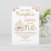 Glitter Kalligrafie Pompoen 1e Verjaardag Kaart (Staand voorkant)