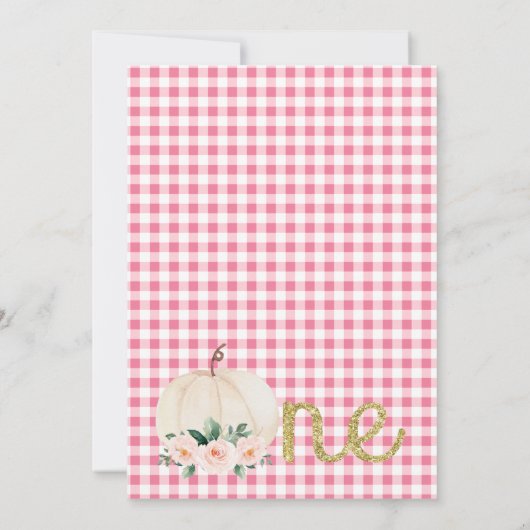 Glitter Kalligrafie Pompoen 1e Verjaardag Kaart (Achterkant)