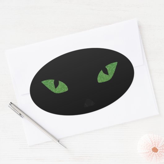 Glitter Kat Ogen Ovale Sticker (Envelop)