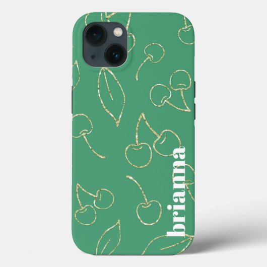 Glitter Kersen Groene Case-Mate iPhone Hoesje (Achterkant)
