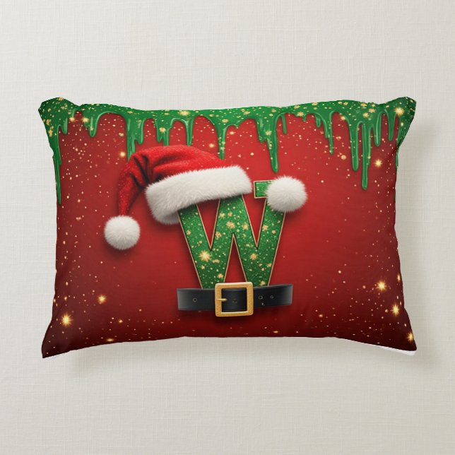 Glitter Kerst W Voor Winter Namen Accent Kussen (Voorkant)