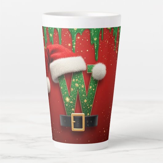 Glitter Kerst W Voor Winter Namen Latte Mok (Voorkant)