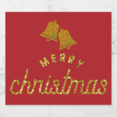 Glitter-kerstbellen Bier Etiket (Enkel label)