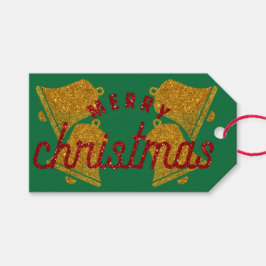 Glitter-kerstbellen Cadeaulabel