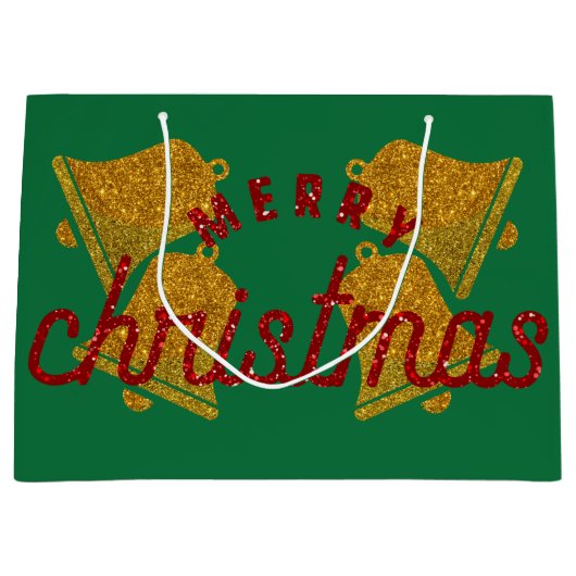 Glitter-kerstbellen Groot Cadeauzakje (Voorkant)