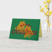 Glitter Kerstbellen Kaart (Gele Bloem)