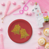 Glitter-kerstbellen Papieren Bordje (Feest)