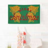 Glitter-kerstbellen Spandoek (Insitu)