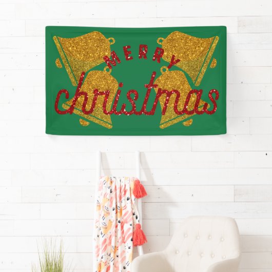 Glitter-kerstbellen Spandoek (Insitu)