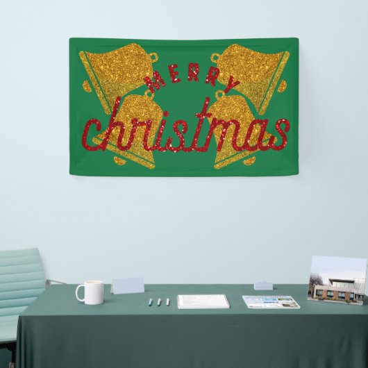 Glitter-kerstbellen Spandoek (Beurs)
