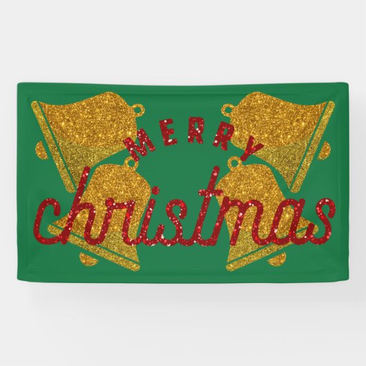 Glitter-kerstbellen Spandoek (Horizontaal)