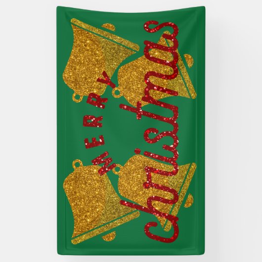 Glitter-kerstbellen Spandoek (Verticaal)