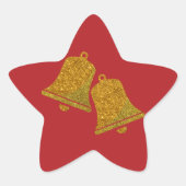 Glitter-kerstbellen Ster Sticker (Voorkant)