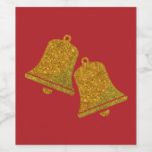 Glitter-kerstbellen Wijn Etiket (Enkel label)