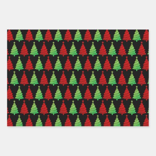 Glitter kerstbomen kerst inpakpapier vel (Voorkant 2)