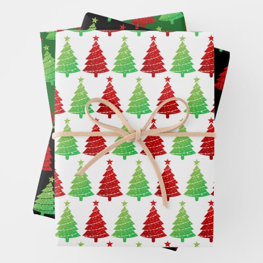 Glitter kerstbomen kerst inpakpapier vel (In situ)