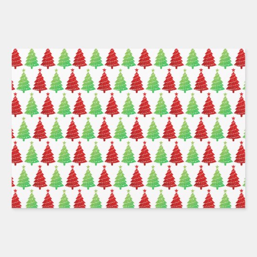 Glitter kerstbomen kerst inpakpapier vel (Voorkant)