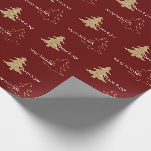 Glitter-kerstbomen Rood-witte citaten Cadeaupapier (Hoek)