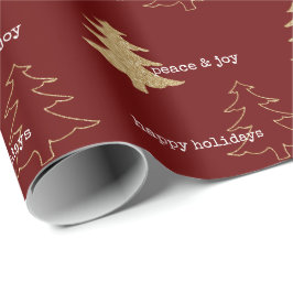 Glitter-kerstbomen Rood-witte citaten Cadeaupapier