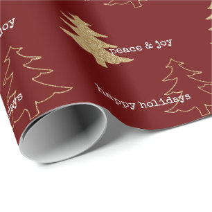 Glitter-kerstbomen Rood-witte citaten Cadeaupapier