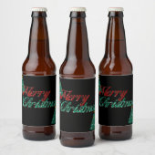 Glitter kerstboom bier etiket (Flessen)