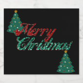 Glitter kerstboom bier etiket (Enkel label)